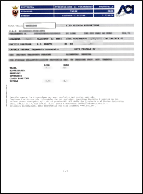 Verifica pagamento bollo